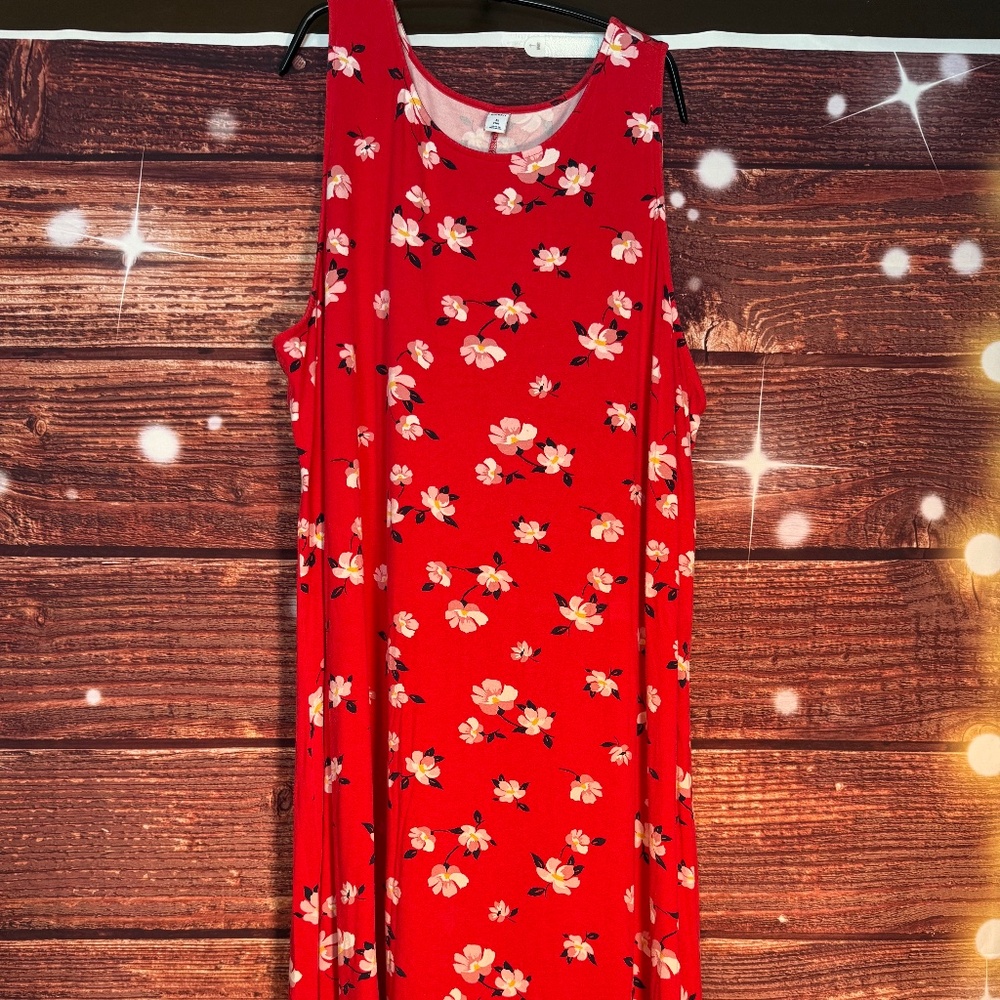 Old Navy Sleeveless Jersey Maxi Dress. Red Floral. Size 4X Plus.